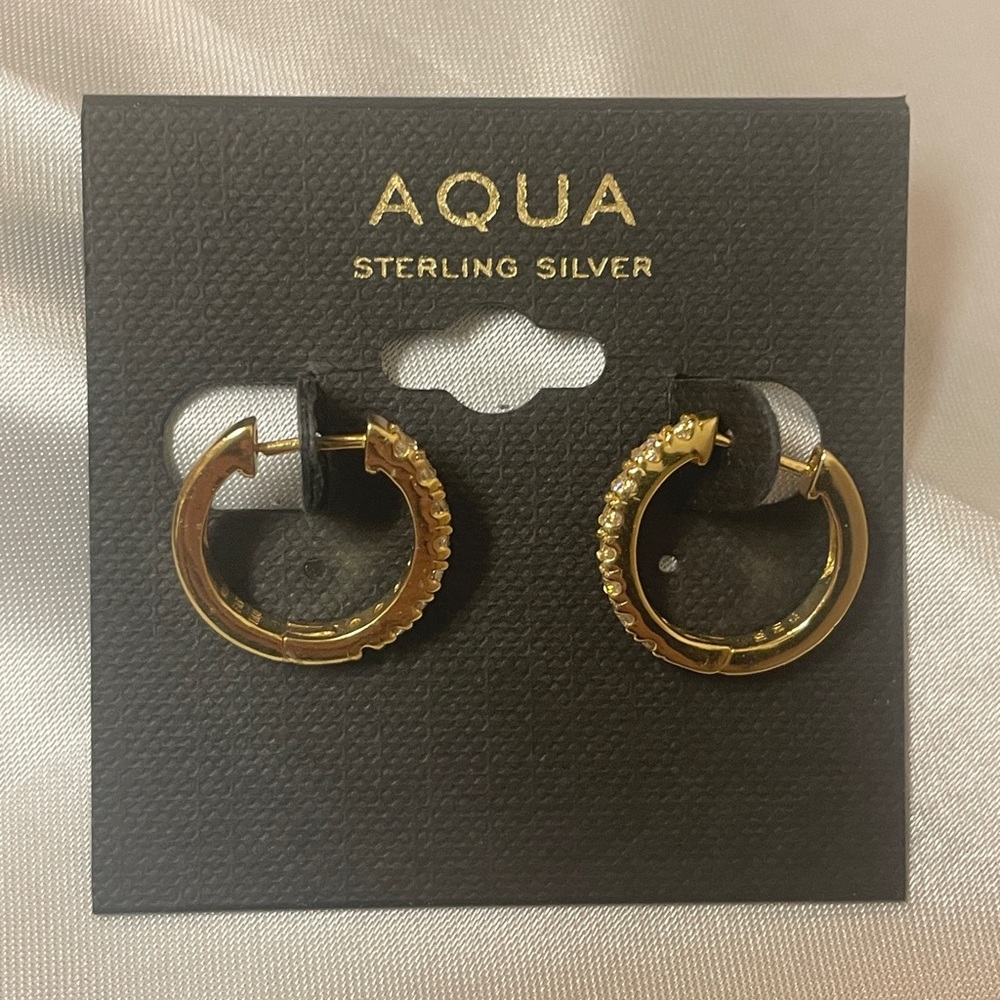 (3) pairs Aqua Gold plated Earrings - Picture 3 of 14